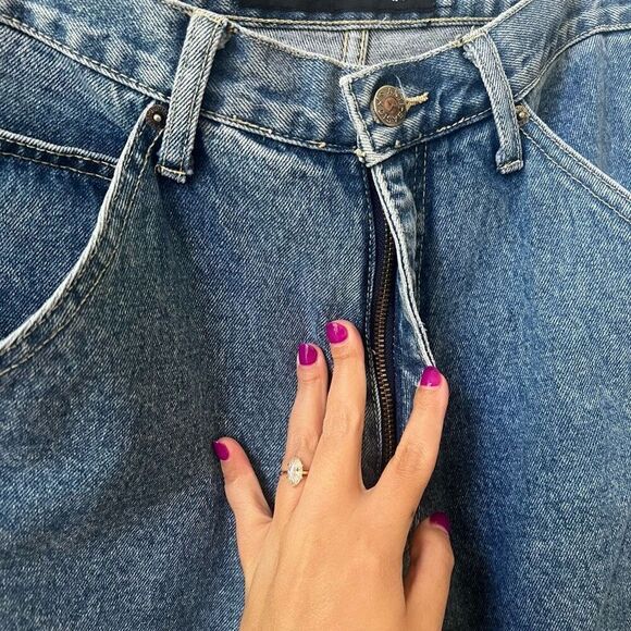 Vintage Anti-Basic Jeans Blue Solid Cotton Button & Zip Fly Long Denim Short Siz - Picture 4 of 14